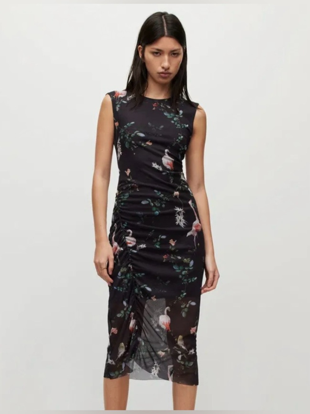 All Saints Black Sleeveless Midi Dress